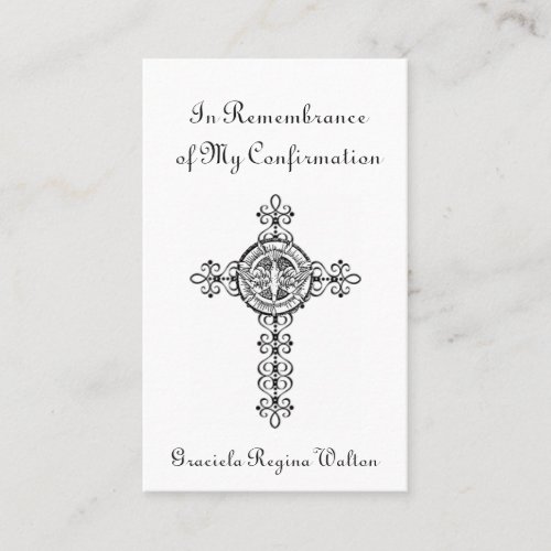 Remembrance Confirmation Cross Dove Holy Card _