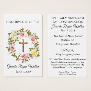Remembrance Confirmation Crucifix Rose Holy Card -