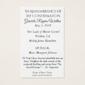 Remembrance Confirmation Crucifix Rose Holy Card - (Back)