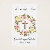 Remembrance Confirmation Crucifix Rose Holy Card - (Front)