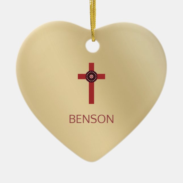 Remembrance Cross Personalized Pet Memorial Ceramic Ornament (Front)