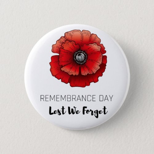 Remembrance Day Lest We Forget Button