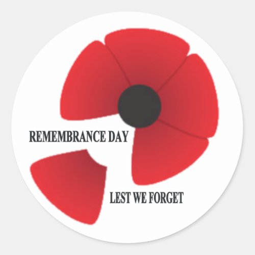 Remembrance Day Lest We Forget Classic Round Sticker