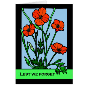 Remembrance Day, November 11, Lest We Forget Cards
