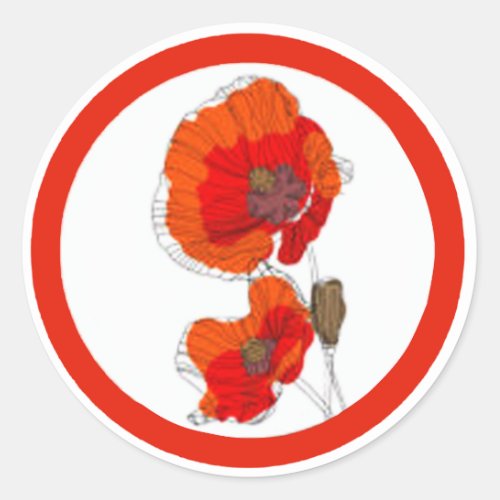 Remembrance Day Poppy Classic Round Sticker