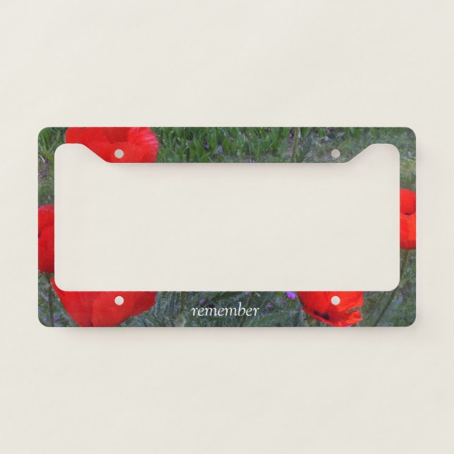 Remembrance Day-Red Poppies License Plate Frame (Front)