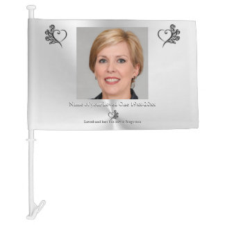 Remembrance for Loved One, Heart and Roses, Photo Car Flag
