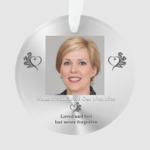 Remembrance for Loved One, Heart and Roses, Photo Ornament