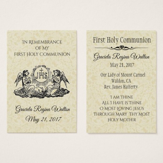 Remembrance Holy Card Chalice First Holy Communion (Front & Back)