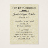 Remembrance Holy Card Chalice First Holy Communion (Back)