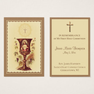 Remembrance Holy Card Chalice First Holy Communion