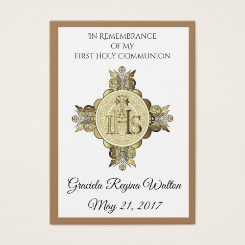 Remembrance Holy Card Chalice First Holy Communion