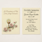 Remembrance Holy Card Chalice First Holy Communion (Front & Back)