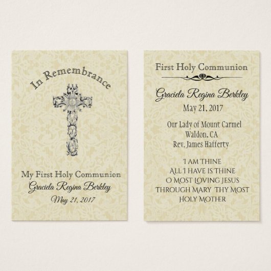 Remembrance Holy Card Child First Holy Communion (Front & Back)