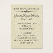 Remembrance Holy Card Child First Holy Communion (Back)
