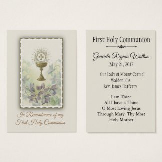 Remembrance Holy Card for First Holy Communion