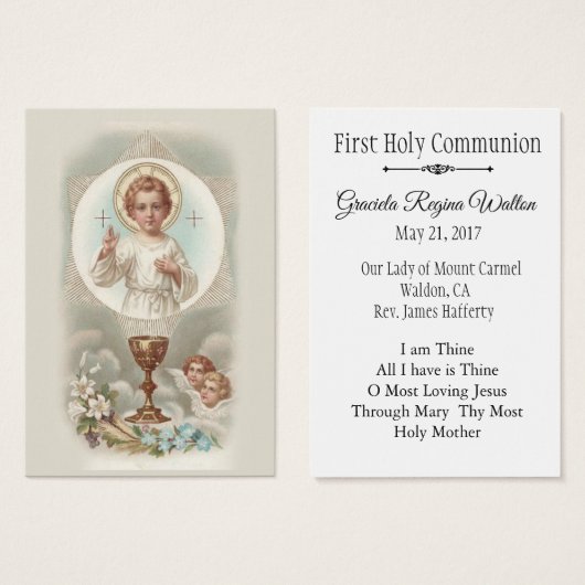 Remembrance Holy Card Jesus First Holy Communion (Front & Back)