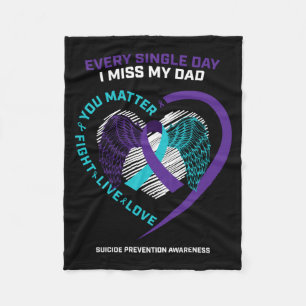 Remembrance In Memory Of Dad Suicide Prevention Fleece Blanket