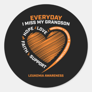 Remembrance Loving Memory Of My Grandson Leukemia Classic Round Sticker