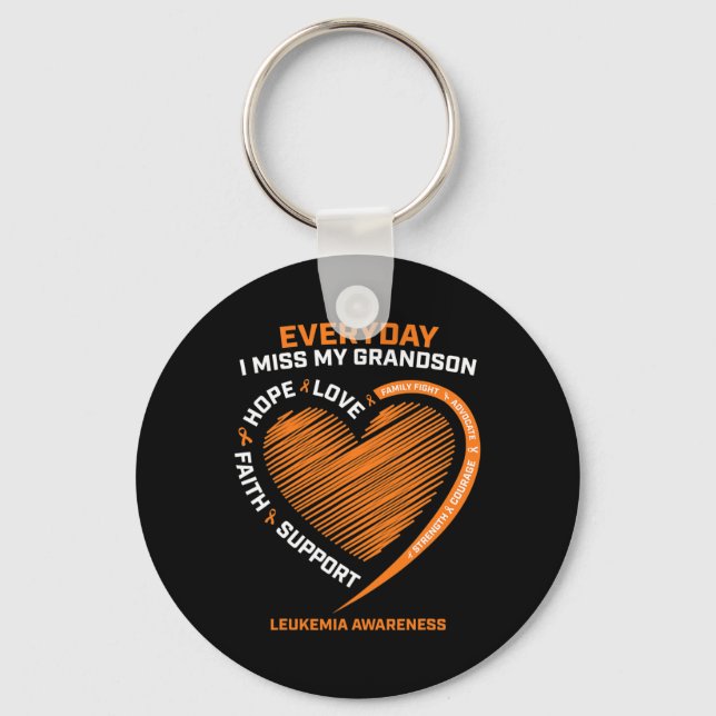 Remembrance Loving Memory Of My Grandson Leukemia  Keychain (Front)