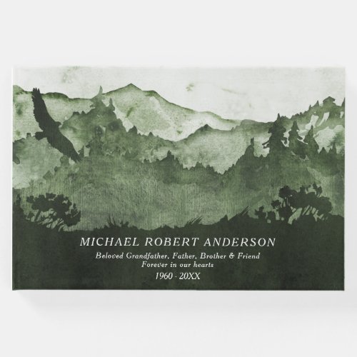Remembrance Masculine Forest Memorial Funeral Guest Book