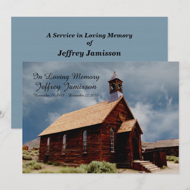 Remembrance Memorial Service Invitation Old Church (Front/Back)