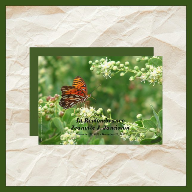 Remembrance Memorial Service Orange Butterfly Invitation (Creator Uploaded)