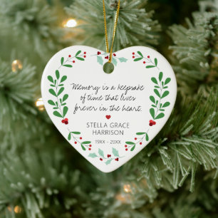 Remembrance Memory Is A Keepsake Greenery Phot Ceramic Ornament