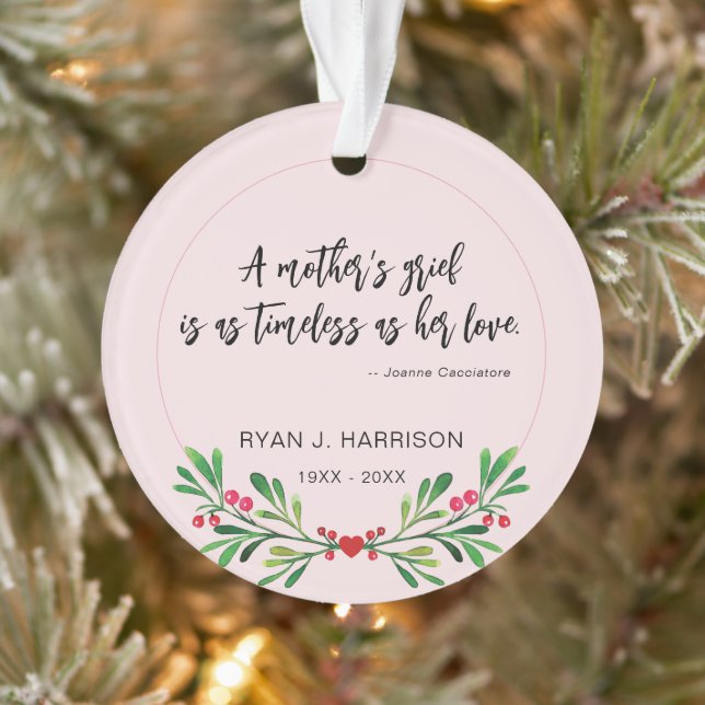 Remembrance Mother's Grief Greenery Photo Keepsake Ornament (Tree)