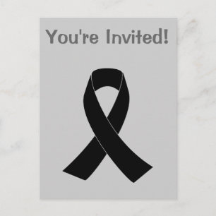 Remembrance, Mourning Black Awareness Ribbon Invitation Postcard