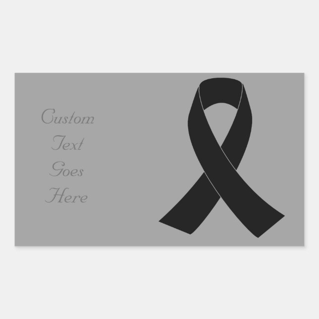 Remembrance, Mourning Black Awareness Ribbon Rectangular Sticker (Front)