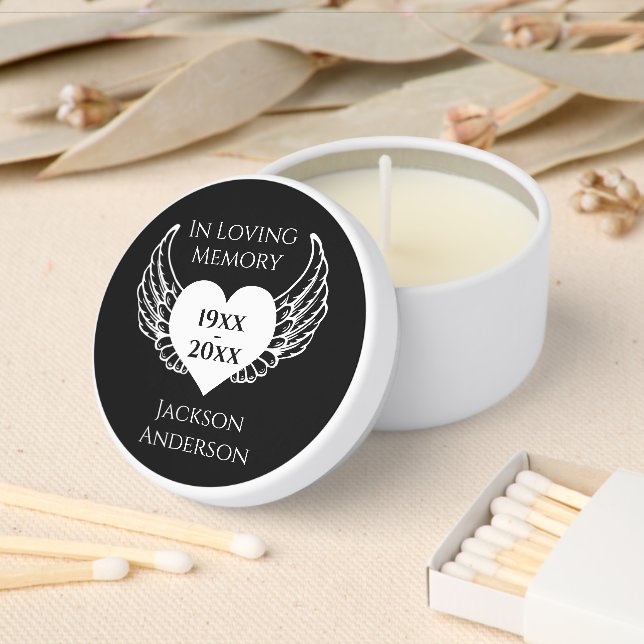 Remembrance Name Angel Wings Keepsake Mini Candle Favors (Insitu)