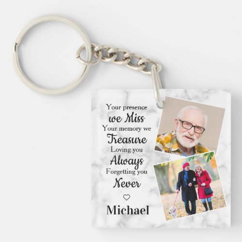 Remembrance Personalized 2 Photo Memorial Keychain