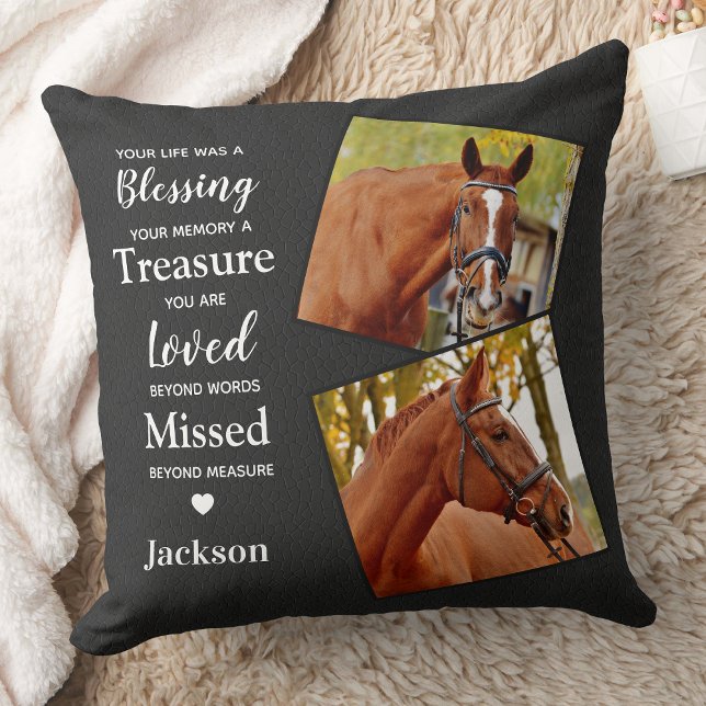 Remembrance Personalized 2 Picture Modern Memorial Throw Pillow (Creator Uploaded)