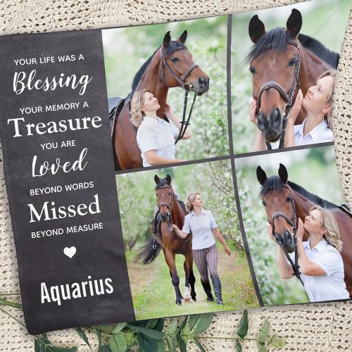 Remembrance Personalized 4 Photo Collage Memorial  Fleece Blanket