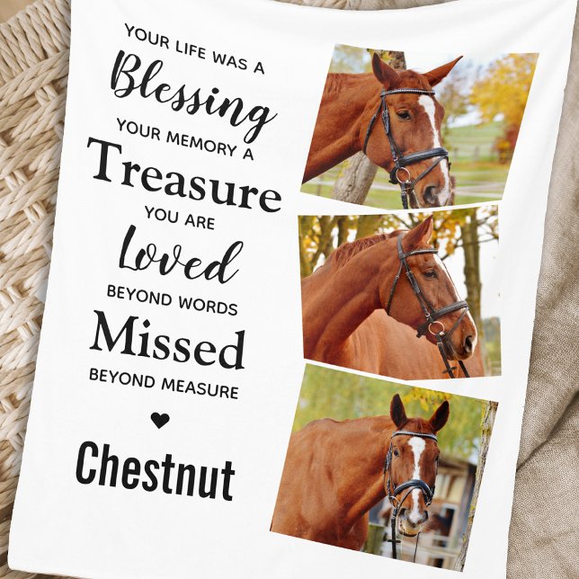 Remembrance Personalized Memorial 3 Photo Collage Fleece Blanket (Creator Uploaded)