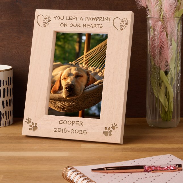 Remembrance Pet Paw Heart to Remember Dog Sympathy Engraved Frames (Remembrance Pet Paw Heart to Remember Dog Sympathy Engraved Frames cats animal paw pets day gifts )