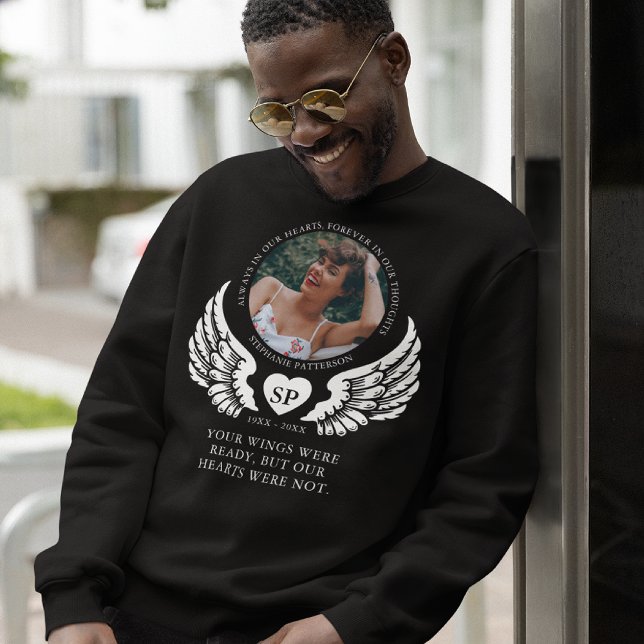 Remembrance Photo & Angel Wings Memorial Sweatshirt (Creator Uploaded)