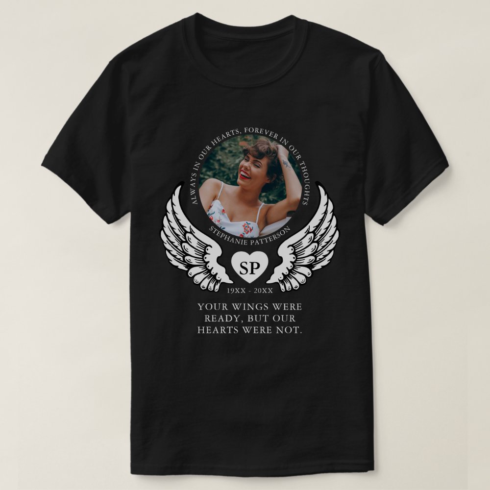 Remembrance Photo & Angel Wings Memorial Personalized T-Shirt