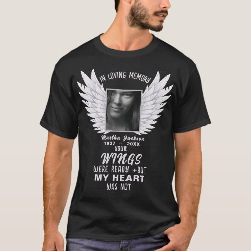 Remembrance Photo  Angel Wings Memorial T_Shirt