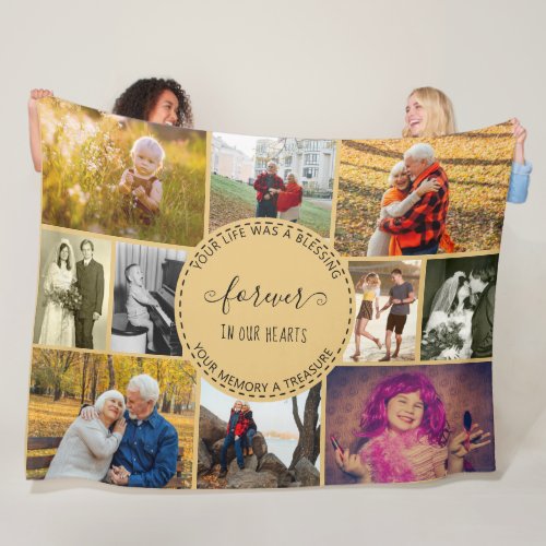 Remembrance Photo Collage Forever in our Hearts Fleece Blanket