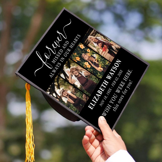 Remembrance Photo Collage | Forever in Our Hearts Graduation Cap Topper (Creator Uploaded)