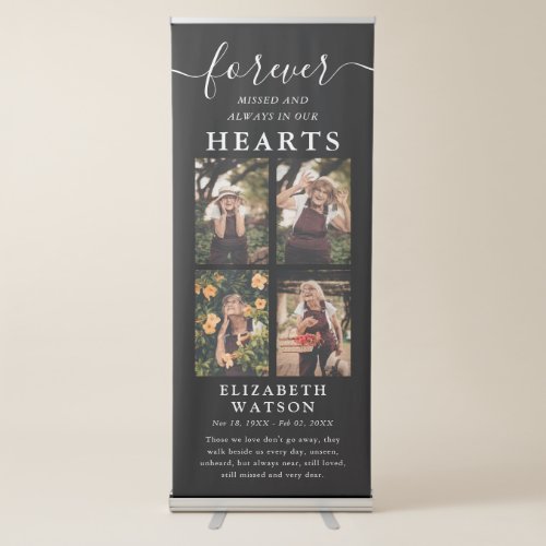 Remembrance Photo Collage  Forever in Our Hearts Retractable Banner