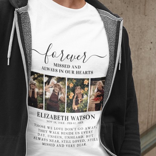 Remembrance Photo Collage  Forever in Our Hearts T_Shirt