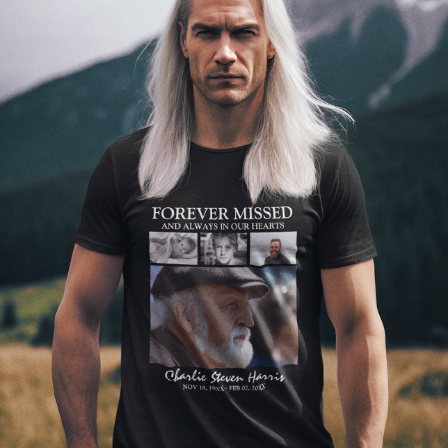 Remembrance Photo Collage | Forever in Our Hearts T-Shirt (Creator Uploaded)