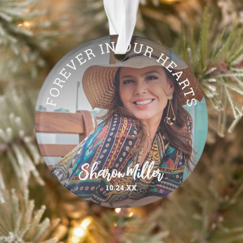 Remembrance Photo Forever In Our Hearts Christmas Ornament