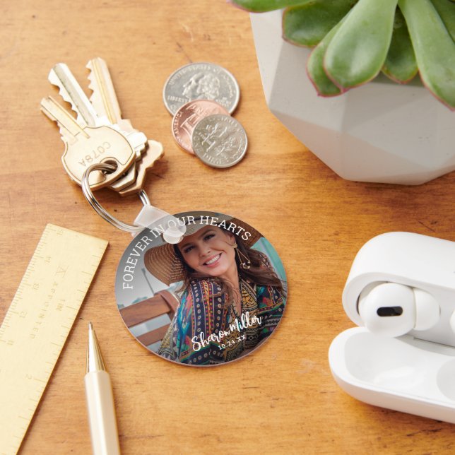 Remembrance Photo 'Forever In Our Hearts'  Keychain (Desk)
