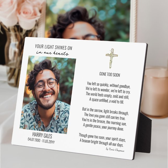 Remembrance Plaque with Poem and Photo Display (Remembrance photo plaque with photo and poem by Darling & May)