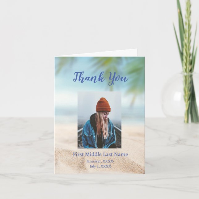 Remembrance Pocket  Beach Ocean Sea Lake  Thank You Card (Front)