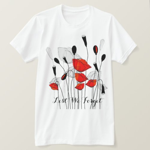 Remembrance Poppy With The Text Lest We Forget T_Shirt